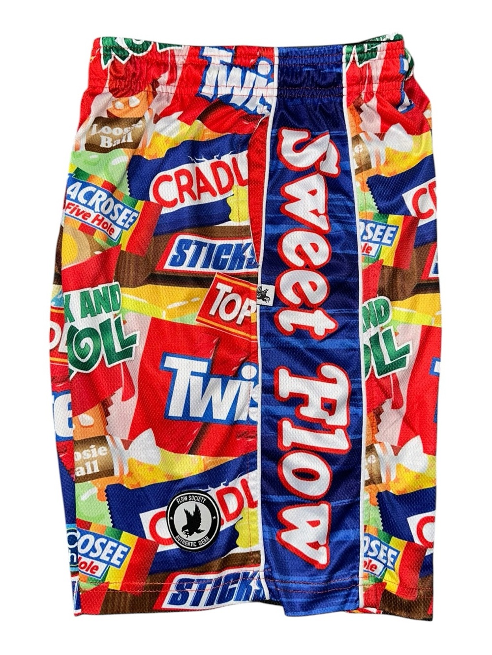 Flow Society Boys Size L Sweet Flow Candy Theme LAX Lacrosse Graphic Shorts
